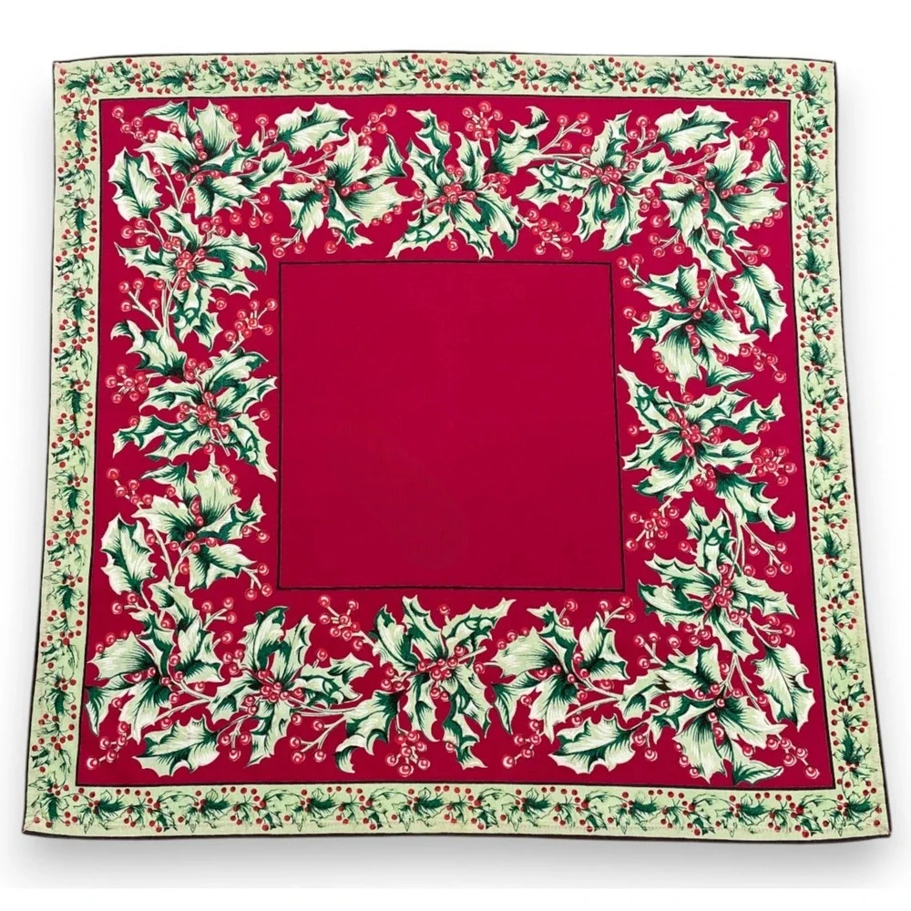 8 Vintage April Cornell Red Holly Berry Napkins 23